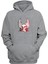 Unisex Siyah ve Kırmızı Kafatası Kanatları Gri Normal Kalıp Sweatshirt 1