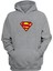 Unisex Süpermen Logosu Gri Normal Kalıp Sweatshirt 1