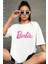 Kadın T-Shirt Beyaz Oversize %100 Pamuk Barbie Baskılı 1