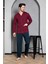 Erkek Bordo Önden Düğmeli Uzun Kollu Pijama Takımı 1