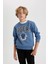 Erkek Çocuk Baskılı Bisiklet Yaka Kalın Sweatshirt B2048A823WN 1