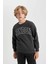 Erkek Çocuk Bisiklet Yaka Baskılı Kalın Sweatshirt B2051A823WN 1