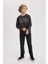 Erkek Çocuk Bisiklet Yaka Baskılı Kalın Sweatshirt B2051A823WN 2