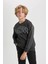 Erkek Çocuk Bisiklet Yaka Baskılı Kalın Sweatshirt B2051A823WN 3