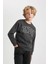Erkek Çocuk Bisiklet Yaka Baskılı Kalın Sweatshirt B2051A823WN 4