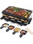 Raclette 8 Personen - Raclette Grill Antihaft Beschichtung Grillpfanne Mit 8 Mini Raclette Pfännchen Und 4 Holzspatel Raklettgerät, 1300W 1