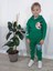 Mickey Mouse Çizgi Karakterli Yeşil Kapüşonlu Erkek Çocuk Eşofman Pijama Alt Üst Takımı 1