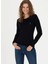 Bisiklet Yaka Slim Fit Siyah Kazak Kadın KARLA-BSK23 1