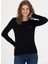 Bisiklet Yaka Slim Fit Siyah Kazak Kadın KARLA-BSK23 3
