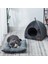 Gri M Kedi Yatak Sıcak Kalınlaşmak Pet House Yarım Kapalı Yumuşak Konfor Yavru Mağara Yavru Yuva Kaymaz Köpek Kedi Uyku Yastık Pet Malzemeleri (Yurt Dışından) 4