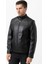 Treviso 5001 Işlemeli Slim Fit Deri Mont Siyah 3