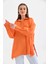 Kadın Orange Oversize Uzun Kol Basic Gömlek 3