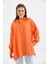 Kadın Orange Oversize Uzun Kol Basic Gömlek 5