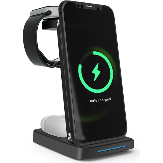 Woyax By Deji Iphone-Watch ve Magsafe Uyumlu Katlanabilir 15W Hızlı Wireless Kablosuz Şarj Standı