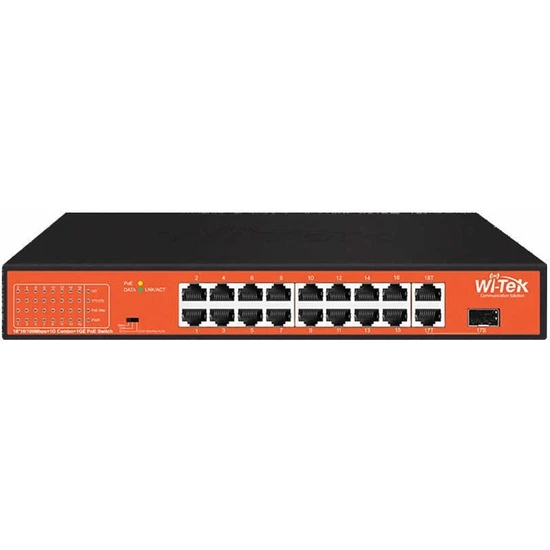 Wı-Tek 16PORT 150W Full Poe WI-PS518GH 10-100 Yönetilemez Switch