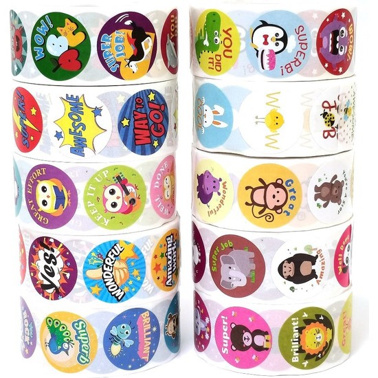 Luoxinguo A360 500 Adet/rulo Ingilizce Karikatür Hayvan Çıkartmaları