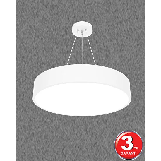 Hegza Lighting Drum 40CM (Beyaz Kasa, Beyaz Işık) Ledli Modern LED Avize, Salon, Mutfak, Oturma Yatak Odası, Sarkıt