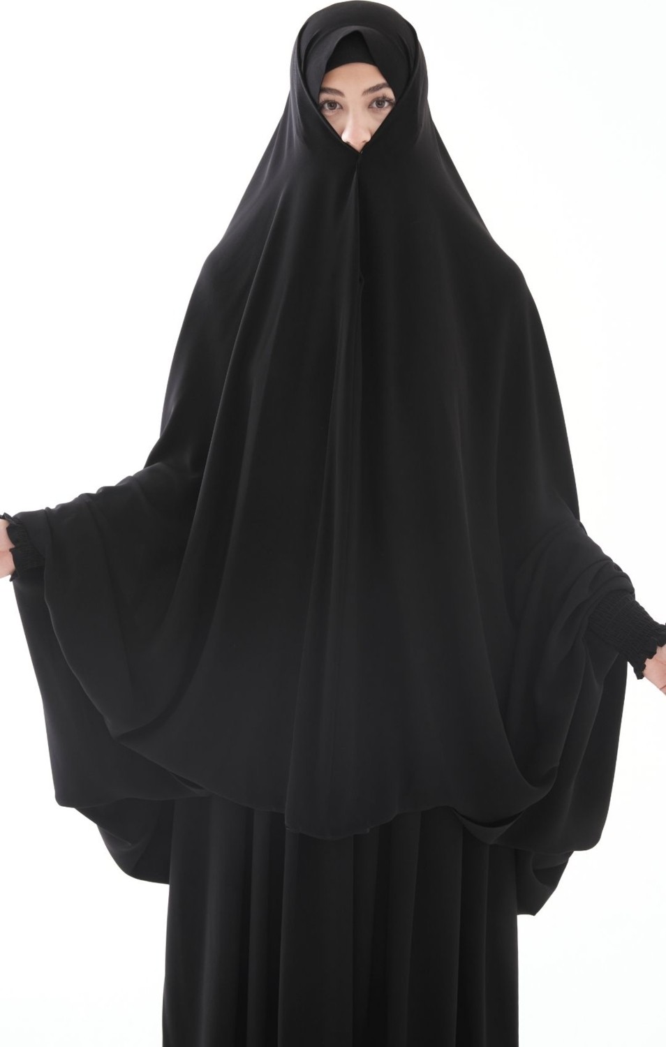 Rahatzade Soft Krep Çarşaf iğneli içten Peçeli Model görsel 8