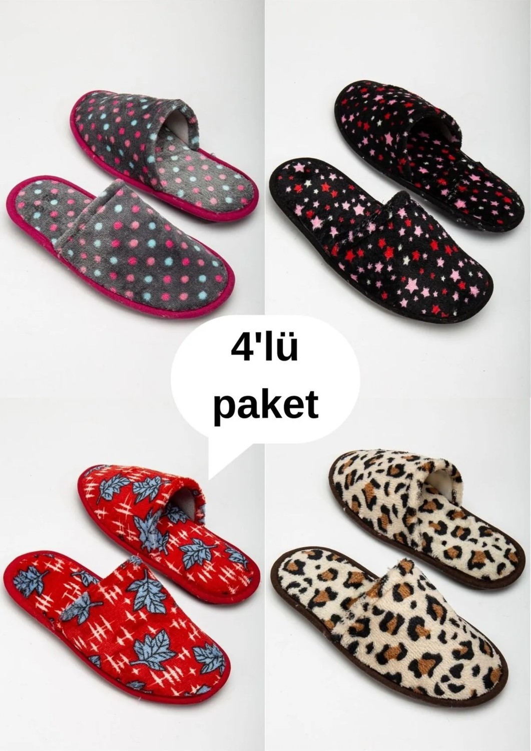 Nisanur Shoes 4'lü Erkek Ev Terliği-Misafir Terliği-Çeyiz Bohça Terliği-Damat Terliği-Balkon Terliği