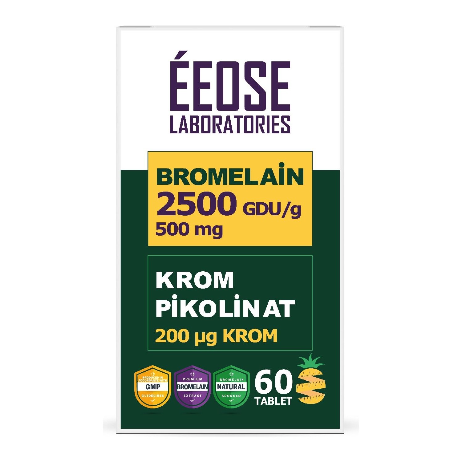 Eeose Bromelain (2500 Gdu/g) ve Krom Pikolinat 60 Tablet Fiyatı