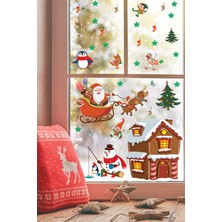 Echo Home Yılbaşı Sticker Noel Baba Geyikler Kardan Adam Penguenler ve Yılbaşı Süsleri