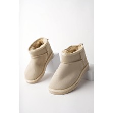 Muggo Snow Garantili Unisex Çocuk Kalın Taban Içi Tüylü Günlük Mini Yarım Bot