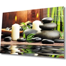 MiraLive Mum Taş Spa Cam Tablo   Candle Stone Spa