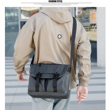 Love Home 2023 Yeni Erkek Crossbody Çantası Büyük Kapasiteli Iş Gidiş Basit Postacı Çantası Retro Işi Rüzgar Omuz Çantası (Yurt Dışından)