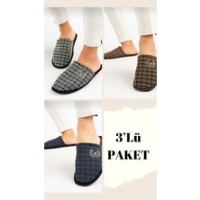 Nisanur Shoes 3'lü Erkek Ev Terliği-Misafir Terliği-Çeyiz Bohça Terliği-Damat Terliği-Balkon Terliği