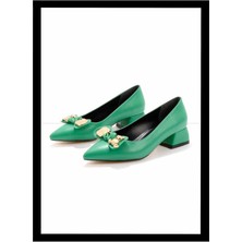 Bambi Yeşil  Kadın Klasik Topuklu Ayakkabı K01994331809