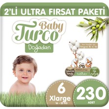 Baby Turco Doğadan 2'li Ultra Fırsat Paketi Bebek Bezi 6 Numara Xlarge 230 Adet