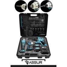 Assur 3 Lü Set Ekstra Güçlü Torklu Vidalama Somun Sıkma + Şarjlı Matkap 2-26MM + Şarjlı Taşlama 125MM