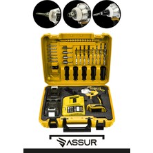 Assur 58VF 5AH Professional Somun Sökme Şarjlı Darbeli Matkap Vidalama Set Sarı