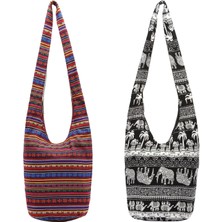 Mirrorr Thai Hobo Çanta Omuz Çantası Çanta Boho Çanta + Bordo Orta (Yurt Dışından)