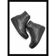 Bambi Siyah Hakiki Deri Kadın Bot & Bootie K02586160303
