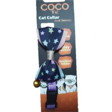 Coco Pet Cocopet Papyon Lacivert Yıldız Desenli Ayarlanabilir Kedi ve Minik Köpek Tasması