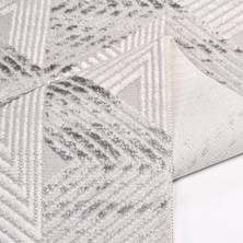 İpek Halı Geometrik Desen İpek Mekik Halı - Krem Gri Salon Halısı - Konforlu Salonlar İçin