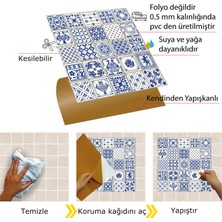 Tink Kendinden Yapışkanlı Modern Mavi Karo Desenli Pvc Karo 30X30 cm (11 Adet) 1m2