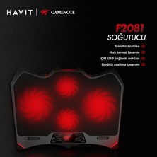 Havit Gamenote F2081 Cooling Pad Rgb Gaming Laptop Soğutucu - Ayarlanabilir 2 Büyük Fan 2000RPM