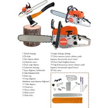Assur Ağaç Odun Dal Kesme Motoru Benzinli Testere Hızar Turuncu Beyaz 52 cc 2.9 Hp 8000 Rpm