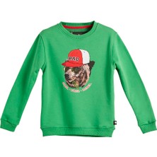 Bad Bear Rabel Crewneck Kids Green Yeşil Baskılı Çocuk Sweatshirt
