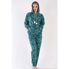 Vienetta Kadın Polar Düşük Omuzlu Kanguru Cepli Pijama Takım