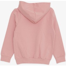 Breeze Kız Çocuk Sweatshirt Kanguru Cepli Yazı Baskılı Güpürlü Gülkurusu