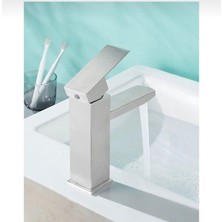 İsaoğlu Lavabo Bataryası Mat Krom Lavabo Musluğu Kare Tasarım Banyo Musluğu Inox Armatür