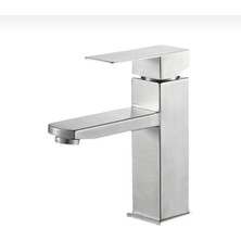 İsaoğlu Lavabo Bataryası Mat Krom Lavabo Musluğu Kare Tasarım Banyo Musluğu Inox Armatür