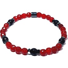 Janti JTAW24DOB1355 Janti Bileklik Faset Kesim Onyx Ceyt Hematit Doğaltaş 8 mm