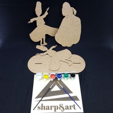 Sharp & Art Sharp&art Boyanabilir Ahşap Figürler Boya ve Fırça Seti,1li ve 10LU Setler