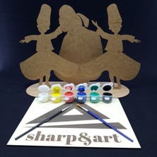 Sharp & Art Sharp&art Boyanabilir Ahşap Figürler Boya ve Fırça Seti,1li ve 10LU Setler