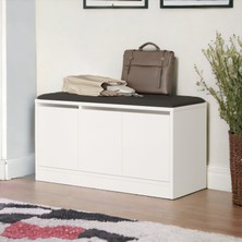 L'occi Concept Linda 90 cm  Puflu Ayakkabılık Oturaklı 3 Kapaklı Dolap Beyaz Ln2-W