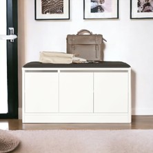 L'occi Concept Linda 90 cm  Puflu Ayakkabılık Oturaklı 3 Kapaklı Dolap Beyaz Ln2-W